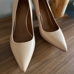 Coach leather heels, nude color.